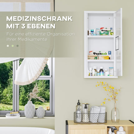 White medicine cabinet for first aid, magnetic closure, 40x15x53.5 cm