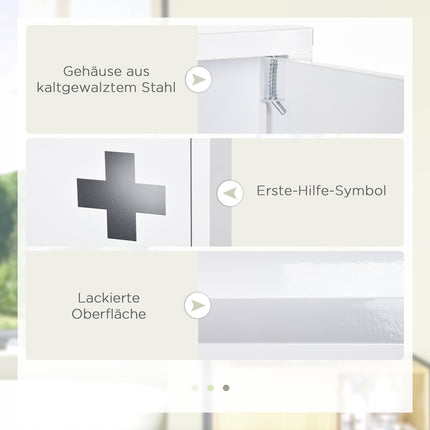 White medicine cabinet for first aid, magnetic closure, 40x15x53.5 cm