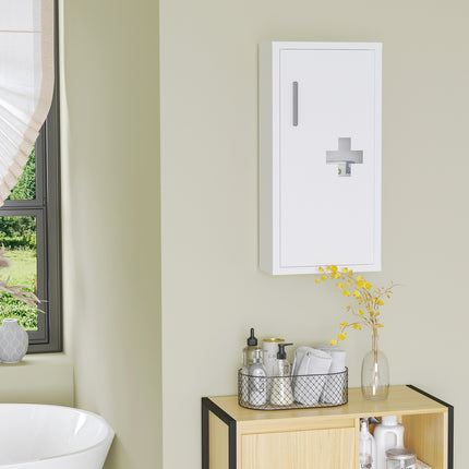White medicine cabinet for first aid, magnetic closure, 40x15x53.5 cm