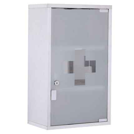 Locking medicine cabinet in stainless steel, 30x18x50 cm Safe storage