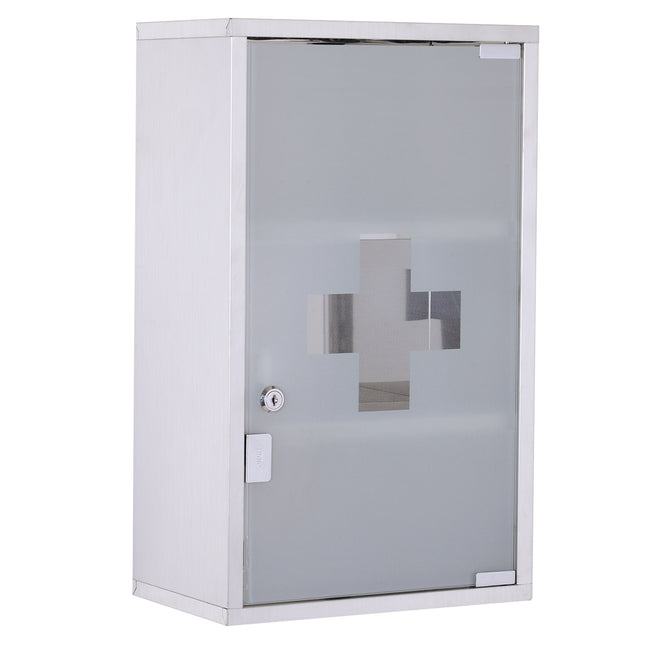 Locking medicine cabinet in stainless steel, 30x18x50 cm Safe storage