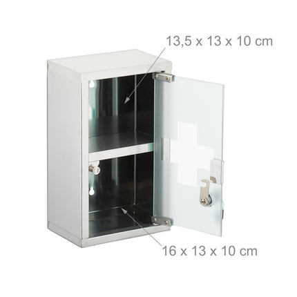Medicine Cabinet, Frosted Glass, 2 Compartments, Lockable