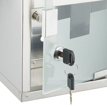 Medicine Cabinet, Frosted Glass, 2 Compartments, Lockable