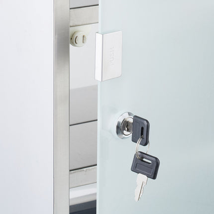 Medicine Cabinet, Lockable Glass Door, 4 Compartments