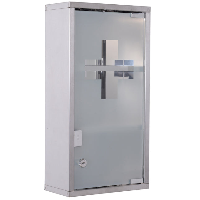 Medicine cabinet in stainless steel, 3 compartments, 25x12x48cm