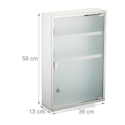 Medicine Cabinet with Lockable Glass Door, 3 Compartments