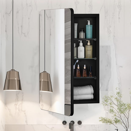 Medicine Cabinet with Mirror, 16 x 24 in, Recessed or Wall Mount