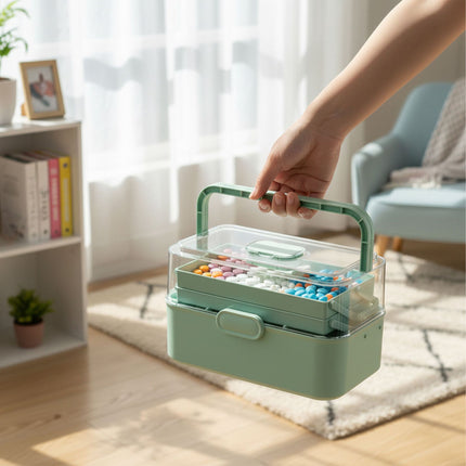 Medicine Storage Box – Fold-Out, 5 Compartments, 3 Levels