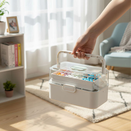 Medicine Storage Box – Fold-Out, 5 Compartments, 3 Levels