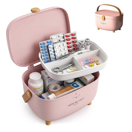 Medicine Storage Box – Large Compartment, 3-Section Tray