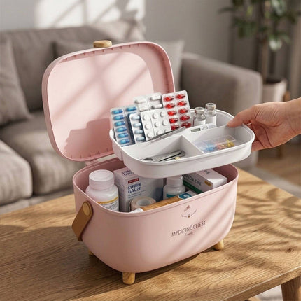 Medicine Storage Box – Large Compartment, 3-Section Tray