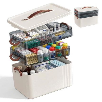Medicine Storage Box – Plastic, 2 Clear Removable Inserts