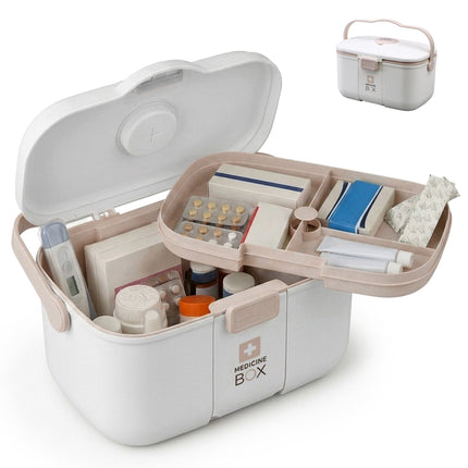 Medicine Storage Box – Removable 3-Section Tray, Lid Pills