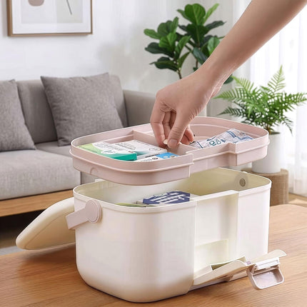 Medicine Storage Box – Removable 3-Section Tray, Lid Pills