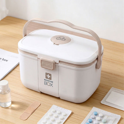 Medicine Storage Box – Removable 3-Section Tray, Lid Pills