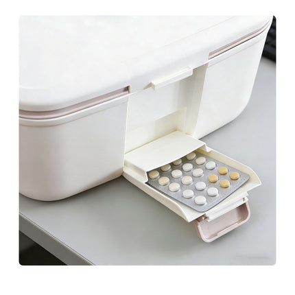 Medicine Storage Box – Removable 3-Section Tray, Lid Pills