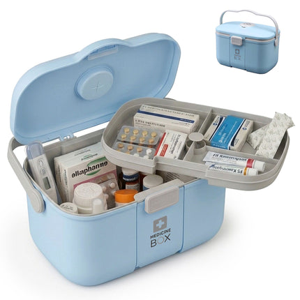Medicine Storage Box With 3-Section Insert, Lid Tray