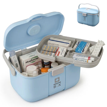Medicine Storage Box With 3-Section Insert, Lid Tray