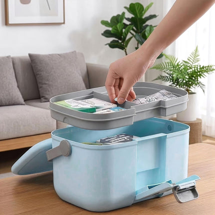 Medicine Storage Box With 3-Section Insert, Lid Tray