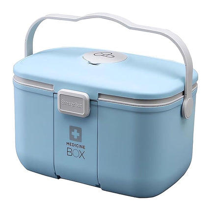 Medicine Storage Box With 3-Section Insert, Lid Tray