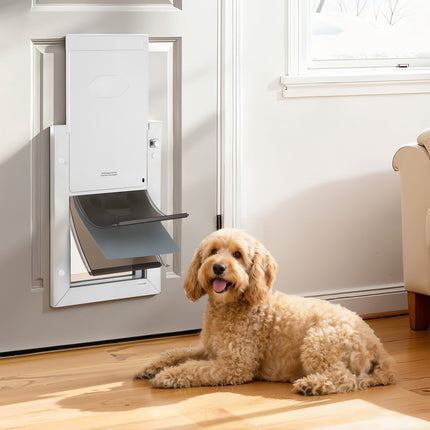 Medium Pet Door, 3 Magnetic Flaps, Metal Frame, White