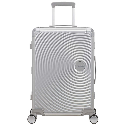 Medium Silver Aluminum Suitcase, 68 cm, 4 Wheels, TSA Lock