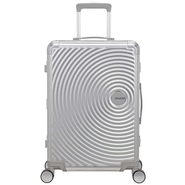 Medium Silver Aluminum Suitcase, 68 cm, 4 Wheels, TSA Lock