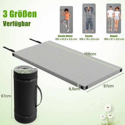 Memory foam camping mattress roll-up camping mat with waterproof coating 188 x 97 x 6.5 cm gray