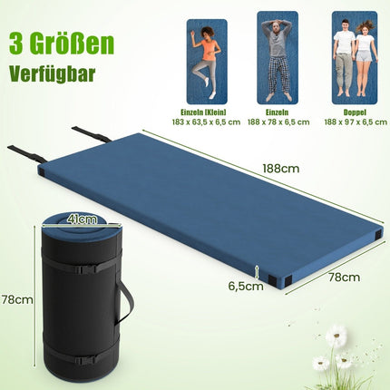 Memory foam camping mattress with waterproof coating 188 x 78 x 6.5 cm dark blue