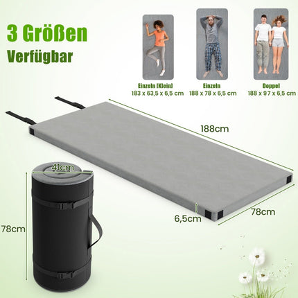 Memory foam camping mattress with waterproof coating 188 x 78 x 6.5 cm gray