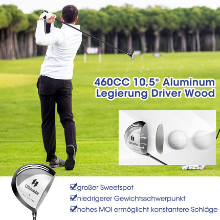 Men's 9-Piece Golf Club Set, Right-Handed, Grey