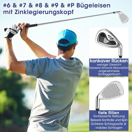Men's 9-Piece Golf Club Set, Right-Handed, Grey