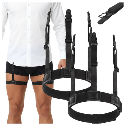 Men's Adjustable Shirt Suspenders – Black, Non-Slip, Elastic