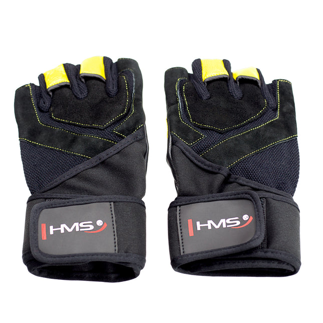 Heren Medium Fitness Handschoenen, Zwart/Geel