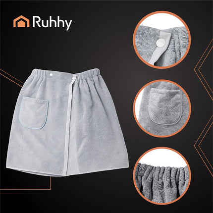 Men's Sauna Towel Kilt, Quick-Dry Cotton with Pocket
