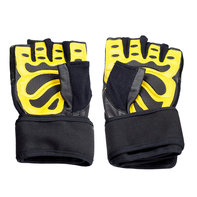 XL fitnesshandschoenen voor heren, zwart/geel