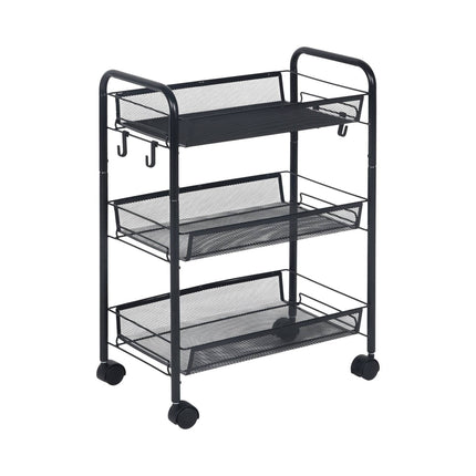 Mesh Trolley with Wheels – Multi-Level Metal Shelves