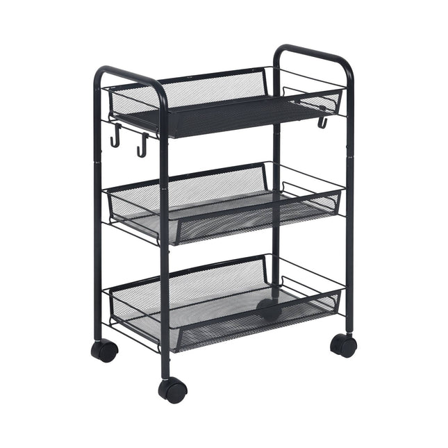 Mesh Trolley with Wheels – Multi-Level Metal Shelves
