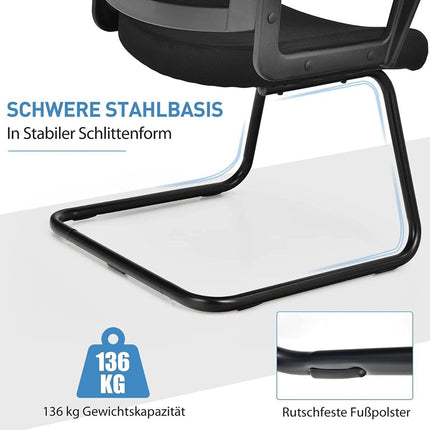 Mesh office chair with backrest can hold up to 136kg 60 x 54.5 x 94 cm black