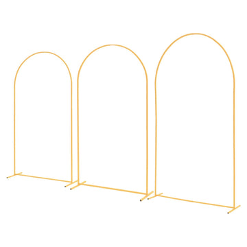 Metal Arch Backdrop Stand Set of 3, Gold, 2.4/2.2/2 m