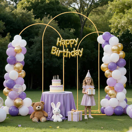 Metal Arch Backdrop Stand Set of 3, Gold, 2.4/2.2/2 m