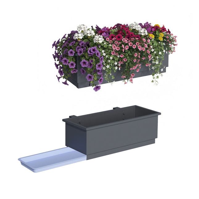 Metal Balcony Planters, Set of 2, With Drainage System