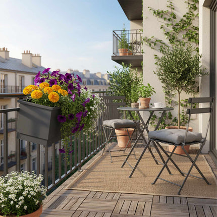 Metal Balcony Planters, Set of 2, With Drainage System