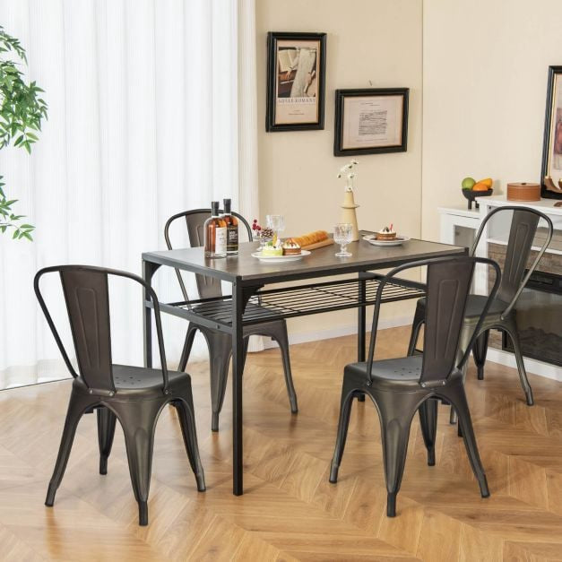 Metal Bar Stools Set of 4, 45 cm, Removable Backrest