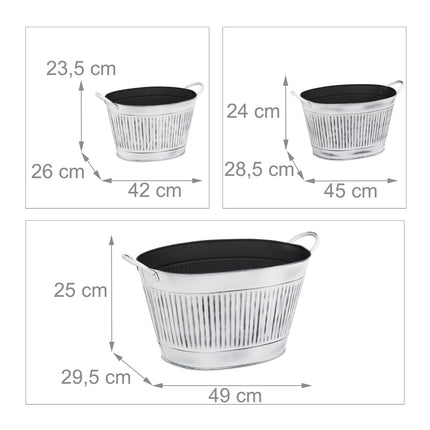 Metal Bathtub Vintage Set of 3