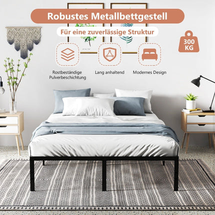 Metal Bed Frame, 160x200 cm, Black, No Box Spring Needed