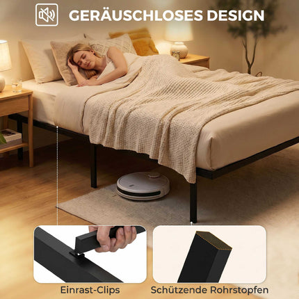 Metal Bed Frame 90x200 cm, Underbed Storage, Black
