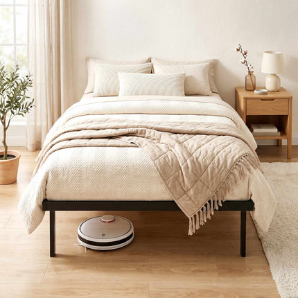 Metal Bed Frame 90x200 cm, Underbed Storage, Black