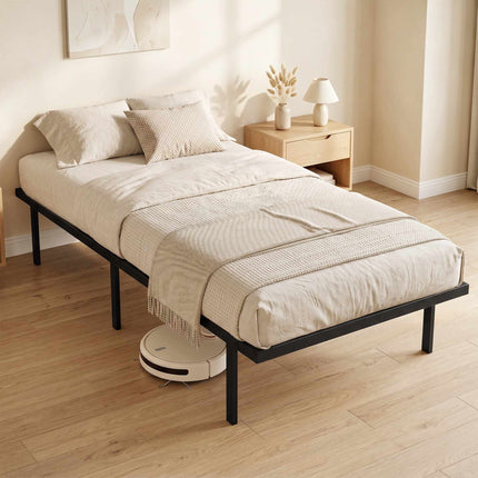 Metal Bed Frame 90x200 cm, Underbed Storage, Black
