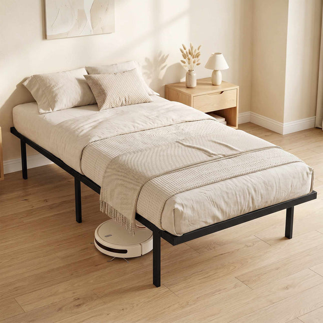 Metal Bed Frame 90x200 cm, Underbed Storage, Black